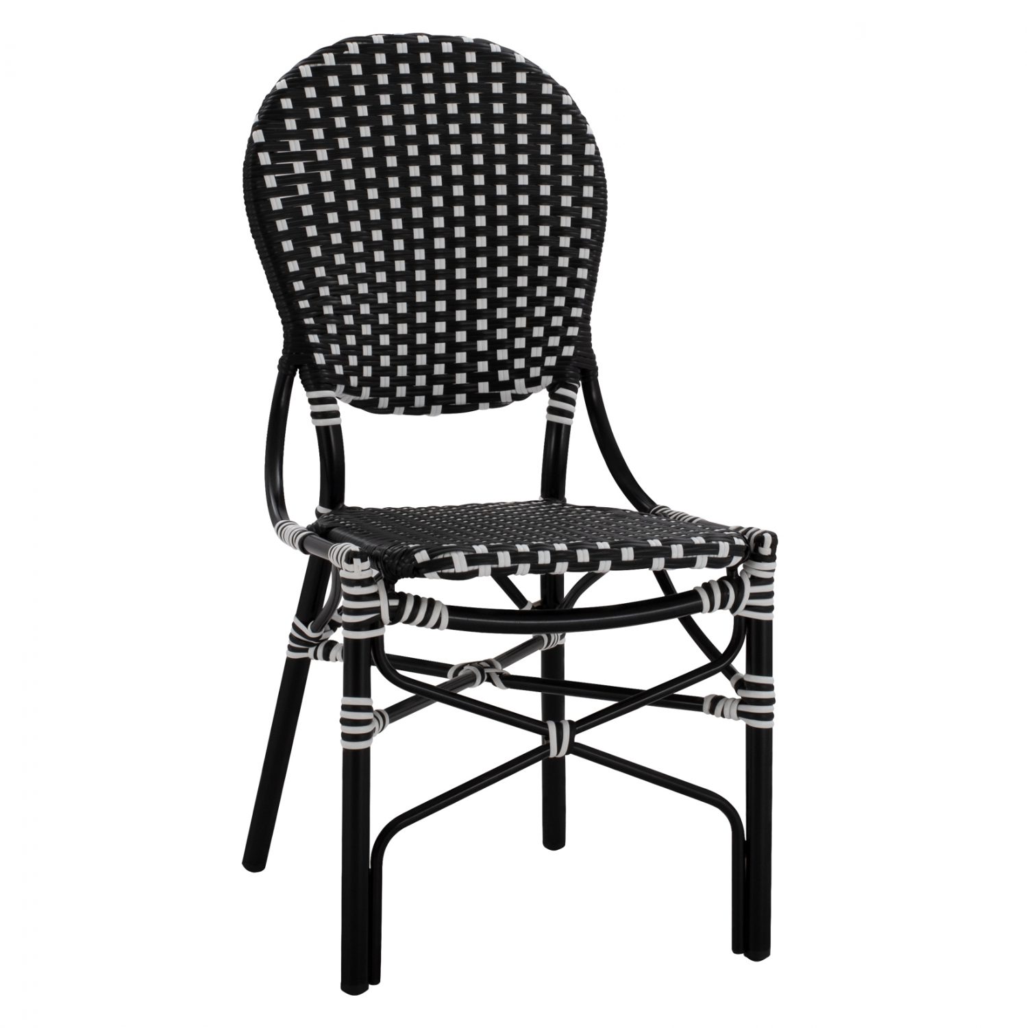 karekla-aloyminioy-bamboo-look-me-wicker-52 ΚΑΡΕΚΛΑ ΑΛΟΥΜΙΝΙΟΥ BAMBOO LOOK ΜΕ WICKER ΜΑΥΡΟ ΛΕΥΚΟ HM5792.02 46x60x96 εκ. - Image 1