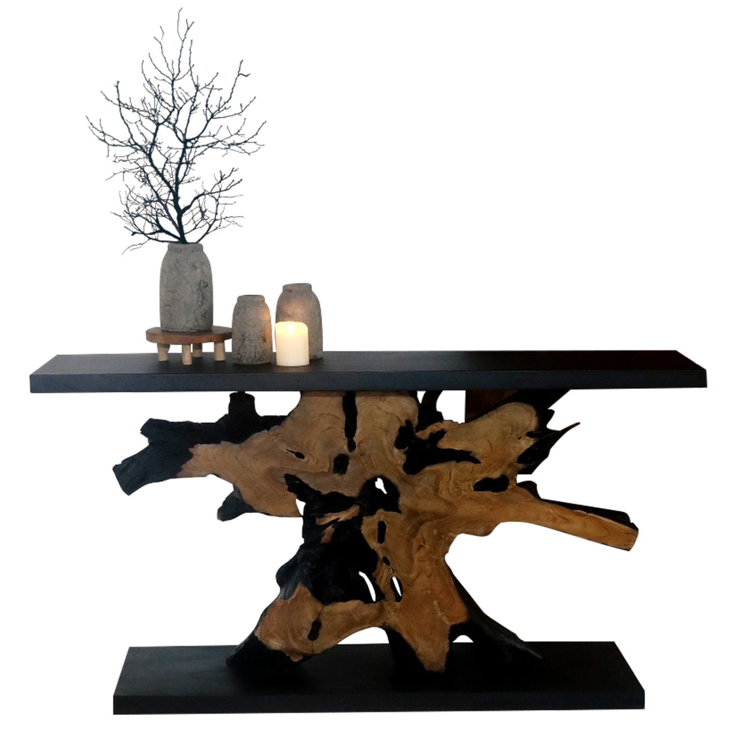 konsola-fb99356-apo-masif-xylo-teak-fysi ΚΟΝΣΟΛΑ HM9356 ΑΠΟ ΜΑΣΙΦ ΞΥΛΟ ΤEAK ΦΥΣΙΚΟ - ΜΑΥΡΟ 150X40X80YΕΚ. - Image 1