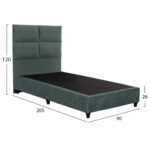ΚΡΕΒΑΤΙ MILO ΑΠΟ ΠΡΑΣΙΝΟ ΥΦΑΣΜΑ τύπου NUBUCK HM652.27 ΓΙΑ ΣΤΡΩΜΑ 90x200 εκ. - Image 3