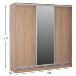 ΝΤΟΥΛΑΠΑ 3ΦΥΛΛΗ ΣΥΡΟΜΕΝΗ ΜΕ ΚΑΘΡΕΠΤΗ SONAMA OAK HM2435 200X60X210Υεκ - Image 2