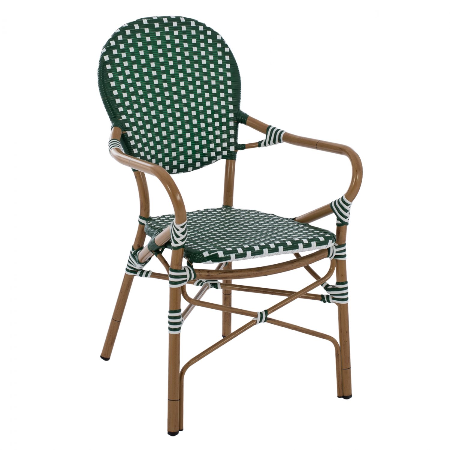 polythrona-aloyminioy-bamboo-look-me-wic ΠΟΛΥΘΡΟΝΑ ΑΛΟΥΜΙΝΙΟΥ BAMBOO LOOK ΜΕ WICKER ΛΕΥΚΟ ΠΡΑΣΙΝΟ HM5793.01 56x59x98 εκ. - Image 1