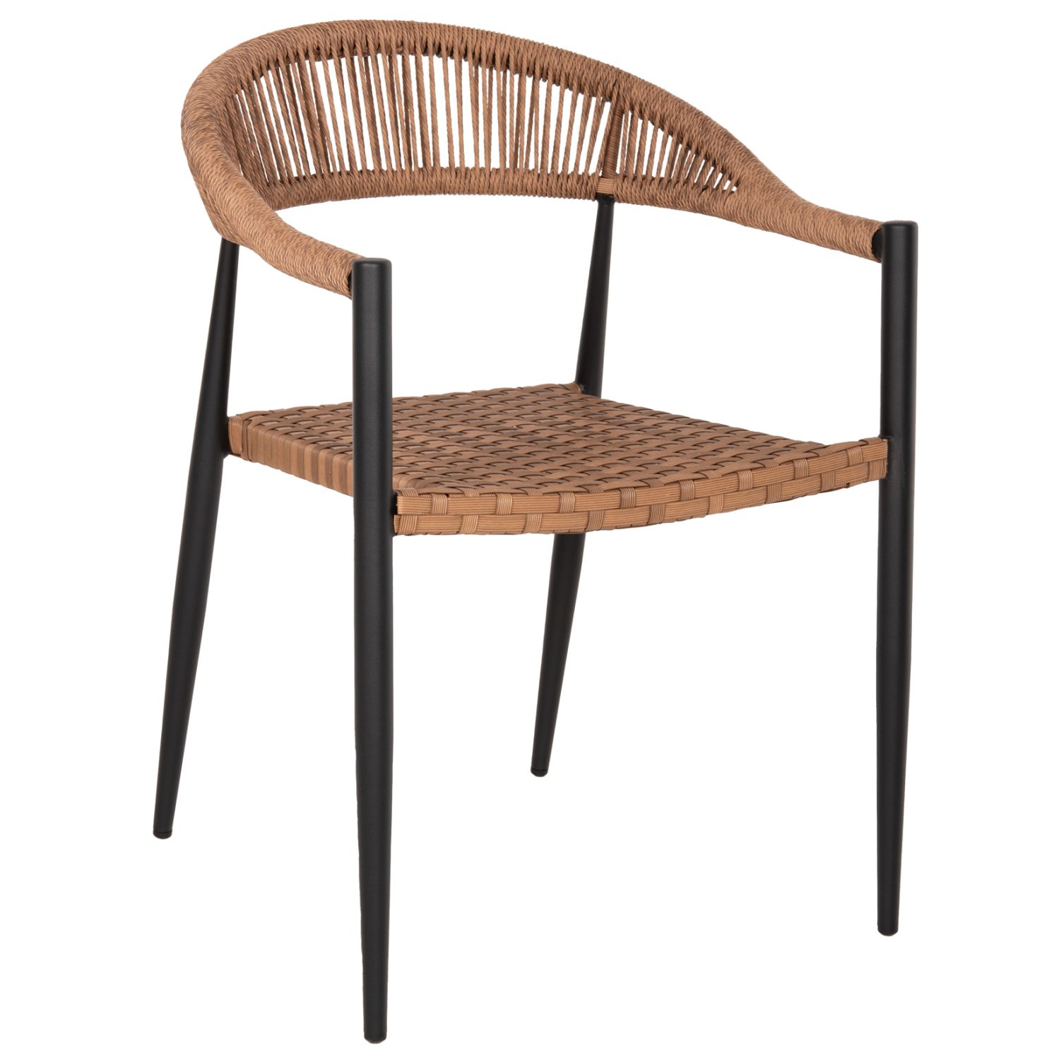 polythrona-aloyminioy-fb9585415-mayri-pe ΠΟΛΥΘΡΟΝΑ ΑΛΟΥΜΙΝΙΟΥ HM5854.15 ΜΑΥΡΗ PΕ RATTAN ΚΑΦΕ 56x60x78 εκ. - Image 1