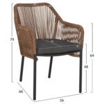 ΠΟΛΥΘΡΟΝΑ ΑΛΟΥΜΙΝΙΟΥ ΓΚΡΙ ΜΕ ΣΧΟΙΝΙ WICKER PE 56x66x79Yεκ. HM5855.03 - Image 2
