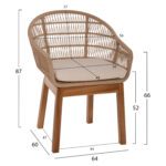 ΠΟΛΥΘΡΟΝΑ AMORA HM9567 TEAK ΠΟΔΙΑ ΣΚΕΛΕΤΟΣ ΑΛΟΥΜΙΝΙΟΥ & POLYRATTAN 64x60x87Yεκ. - Image 2