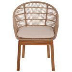 ΠΟΛΥΘΡΟΝΑ AMORA HM9567 TEAK ΠΟΔΙΑ ΣΚΕΛΕΤΟΣ ΑΛΟΥΜΙΝΙΟΥ & POLYRATTAN 64x60x87Yεκ. - Image 3