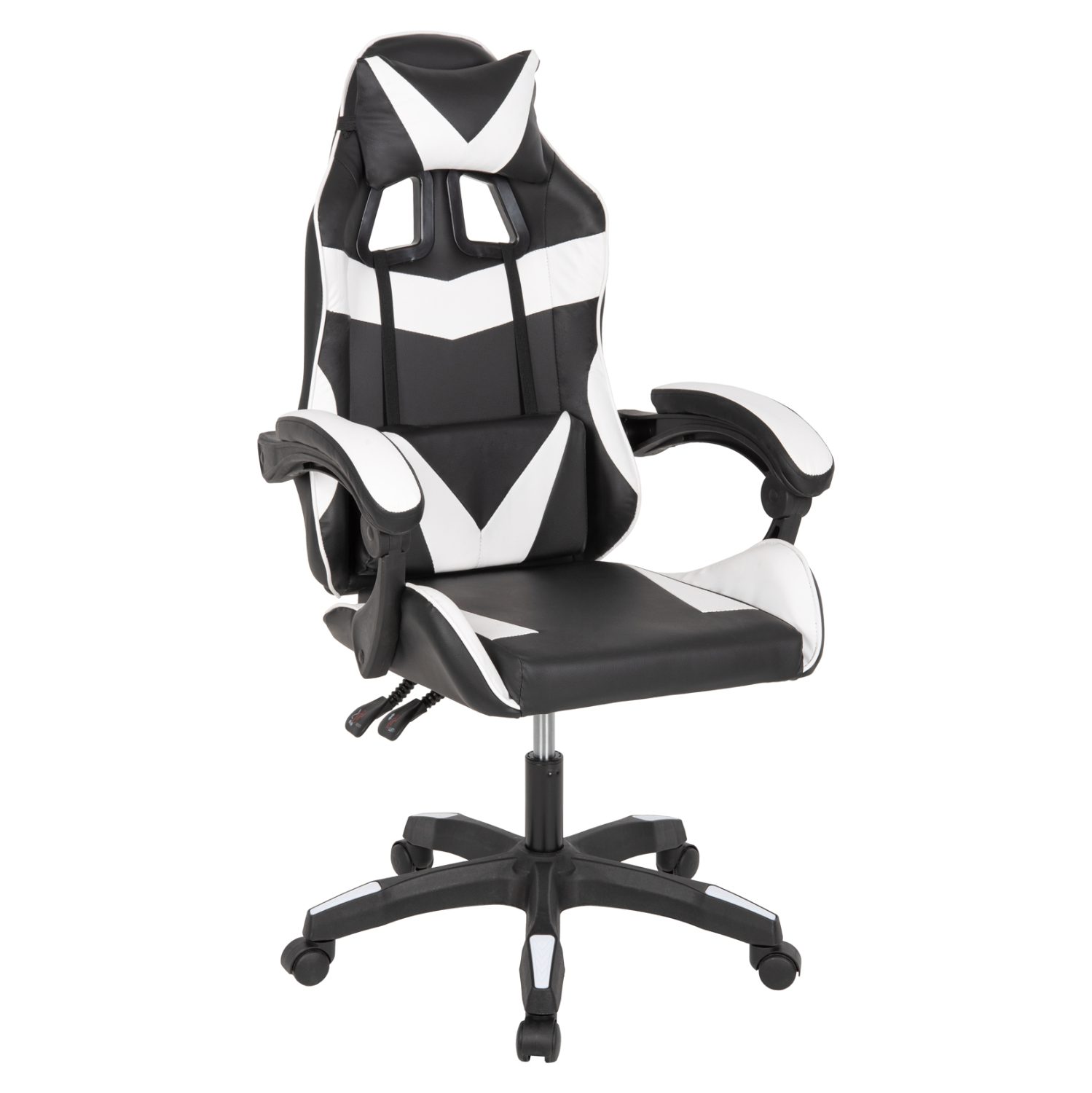 polythrona-gaming-fb9118604-pu-mayro-ley ΠΟΛΥΘΡΟΝΑ GAMING EFFRON HM1186.04 PU ΜΑΥΡΟ ΛΕΥΚΟ 64x61x118Yεκ. - Image 1
