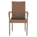 ΠΟΛΥΘΡΟΝΑ ΜΕΤΑΛΛΙΚΗ ANISHA HM5685.02 ΜΕ ΜΑΞΙΛΑΡΙ WICKER ΚΑΦΕ-ΜΟΚΑ ΣΤΟΙΒ/ΜΕΝΗ 56x60x94 εκ. - Image 3