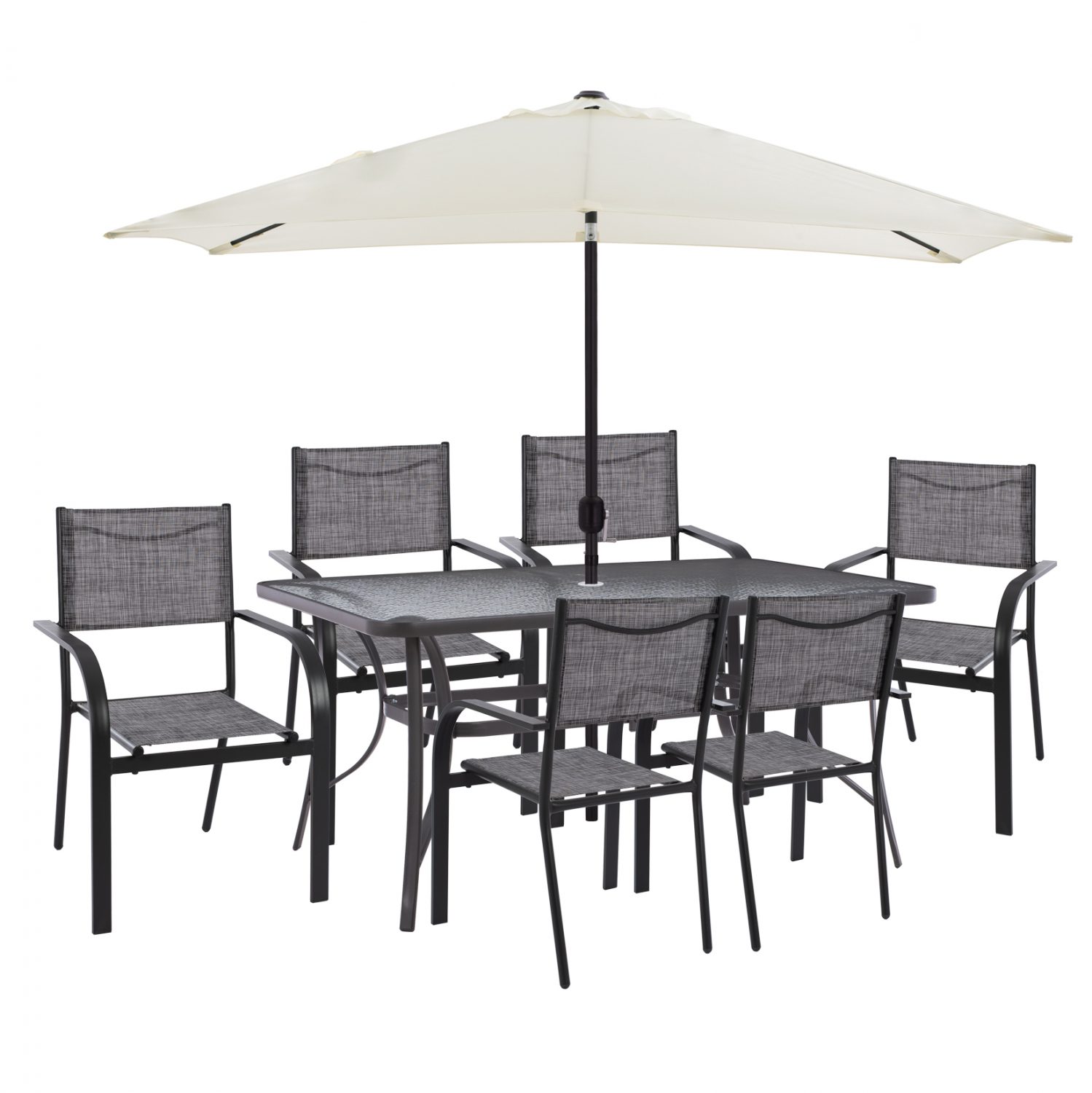set-exoterikoy-choroy-fb91153310 ΣΕΤ ΤΡΑΠΕΖΑΡΙΑΣ ΜΕ ΟΜΠΡΕΛΑ 8 ΤΜΧ ΓΚΡΙ ΤΡΑΠΕΖΙ 150X90 ΚΑΙ ΠΟΛΥΘΡΟΝΑ HM11533.10 - Image 1