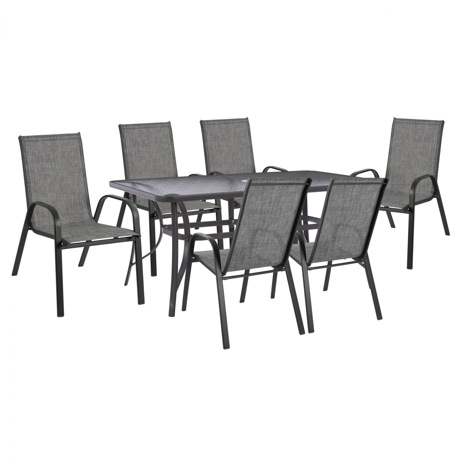 set-trapezaria-7tmch-trapezi-150x90-me-p ΣΕΤ ΤΡΑΠΕΖΑΡΙΑ 7ΤΜΧ ΤΡΑΠΕΖΙ BRUNO 150X90 ΜΕ ΠΟΛΥΘΡΟΝΕΣ TEXTILINE ΓΚΡΙ HM11471 - Image 1