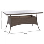 ΣΕΤ ΤΡΑΠΕΖΑΡΙΑΣ 5ΤΜΧ ΤΡΑΠ. 150Χ90 & ΠΟΛΥΘΡΟΝΕΣ WICKER RATTAN ΓΚΡΙ HM11713.01 - Image 2