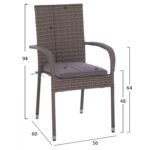 ΣΕΤ ΤΡΑΠΕΖΑΡΙΑΣ 5ΤΜΧ ΤΡΑΠ. 150Χ90 & ΠΟΛΥΘΡΟΝΕΣ WICKER RATTAN ΓΚΡΙ HM11713.01 - Image 3