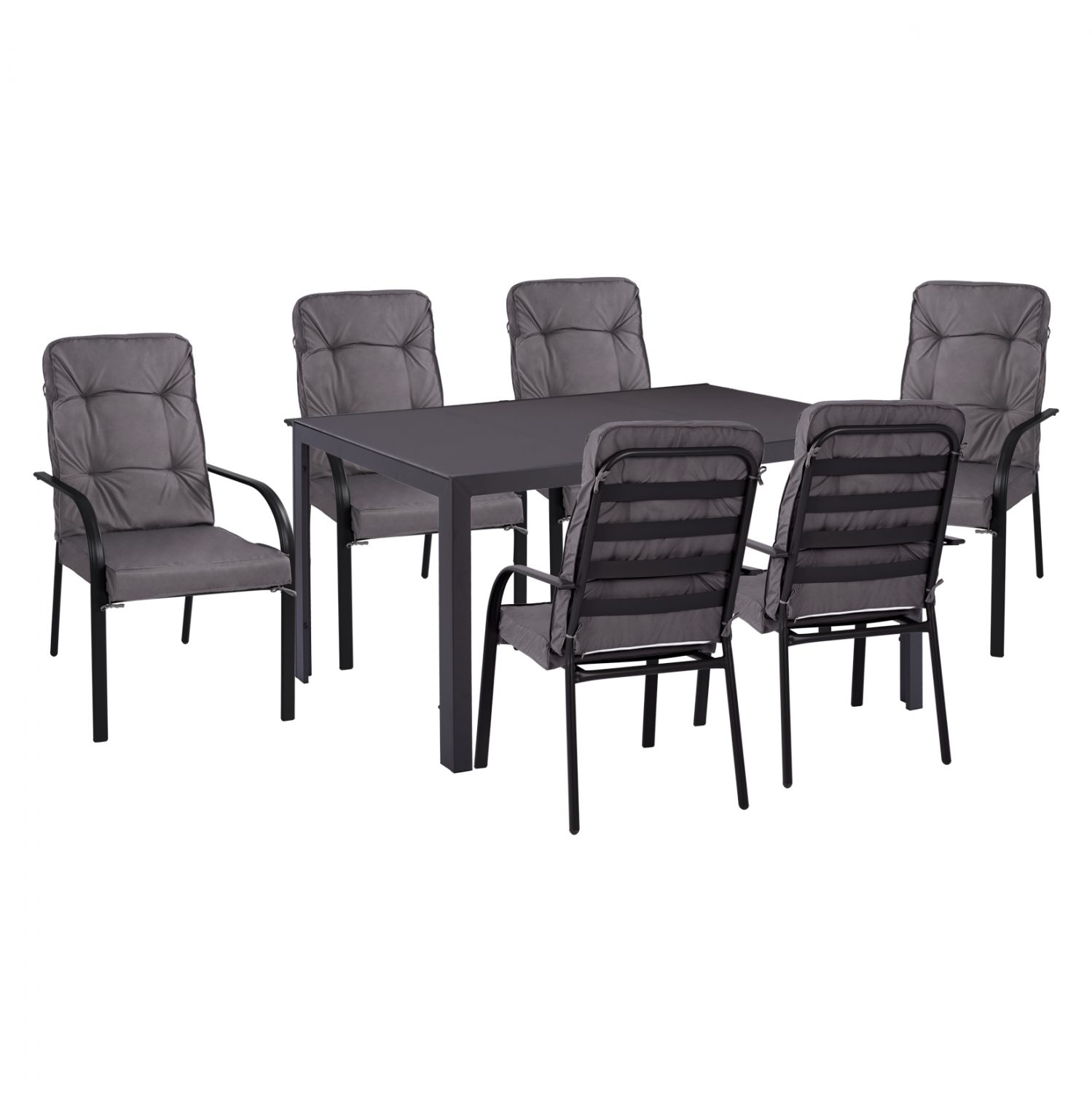 set-trapezarias-metalliki-gkri-fb9115210 ΣΕΤ ΤΡΑΠΕΖΑΡΙΑΣ 7 ΤΜΧ ΤΡΑΠΕΖΙ ΓΚΡΙ 150X90 ΚΑΙ ΠΟΛΥΘΡΟΝΑ ΜΕ ΜΑΞΙΛΑΡΙ ΓΚΡΙ HM11521.01 - Image 1