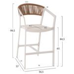 ΣΚΑΜΠΟ ΑΛΟΥΜΙΝΙΟΥ HM5892.12 ΜΕΣΑΙΟΥ ΥΨΟΥΣ RATTAN & TEXTLINE ΛΕΥΚΟ ΜΠΕΖ 56,5x57x99,5 - Image 2