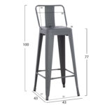 ΣΚΑΜΠΟ BAR ΜΕΤΑΛΛΙΚΟ MELITA ME ΠΛΑΤΗ ΓΚΡΙ HM8643.10 43Χ43Χ100εκ. - Image 2