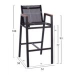 ΣΚΑΜΠΟ ΜΠΑΡ ΑΛΟΥΜΙΝΙΟΥ ΑΝΘΡΑΚΙ ΜΕ POLYWOOD 52 x 58 x 108 εκ. HM5790.02 - Image 2