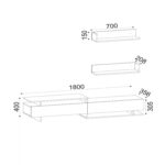 ΣΥΝΘΕΤΟ ΤΗΛΕΟΡΑΣΗΣ ΚΑΡΥΔΙ -ΛΕΥΚΟ 180x40x35,6 εκ.HM8909.02 - Image 3