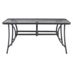 ΤΡΑΠΕΖΙ BRUNO 150X90Χ75Υεκ. ΜΕΤΑΛΛΙΚΟ ΟΡΘΟΓΩΝΙΟ ΓΚΡΙ ΜΕ ΤΡΥΠΑ ΟΜΠΡΕΛΑΣ Φ38 HM5145.11 - Image 3