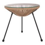 ΤΡΑΠΕΖΙ ΒΟΗΘΗΤΙΚΟ ALLEGRA ΜΑΥΡΟ ΜΕΤΑΛΛΟ  ME TWISTED WICKER ΦΥΣΙΚΟ HM5873.01 Φ47Χ45Υεκ. - Image 3