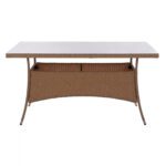 ΤΡΑΠΕΖΙ ΜΕΤΑΛΛΙΚΟ MINSK RATTAN ΜΠΕΖ ΚΑΦΕ HM5507.02 150x90x75 εκ. - Image 3