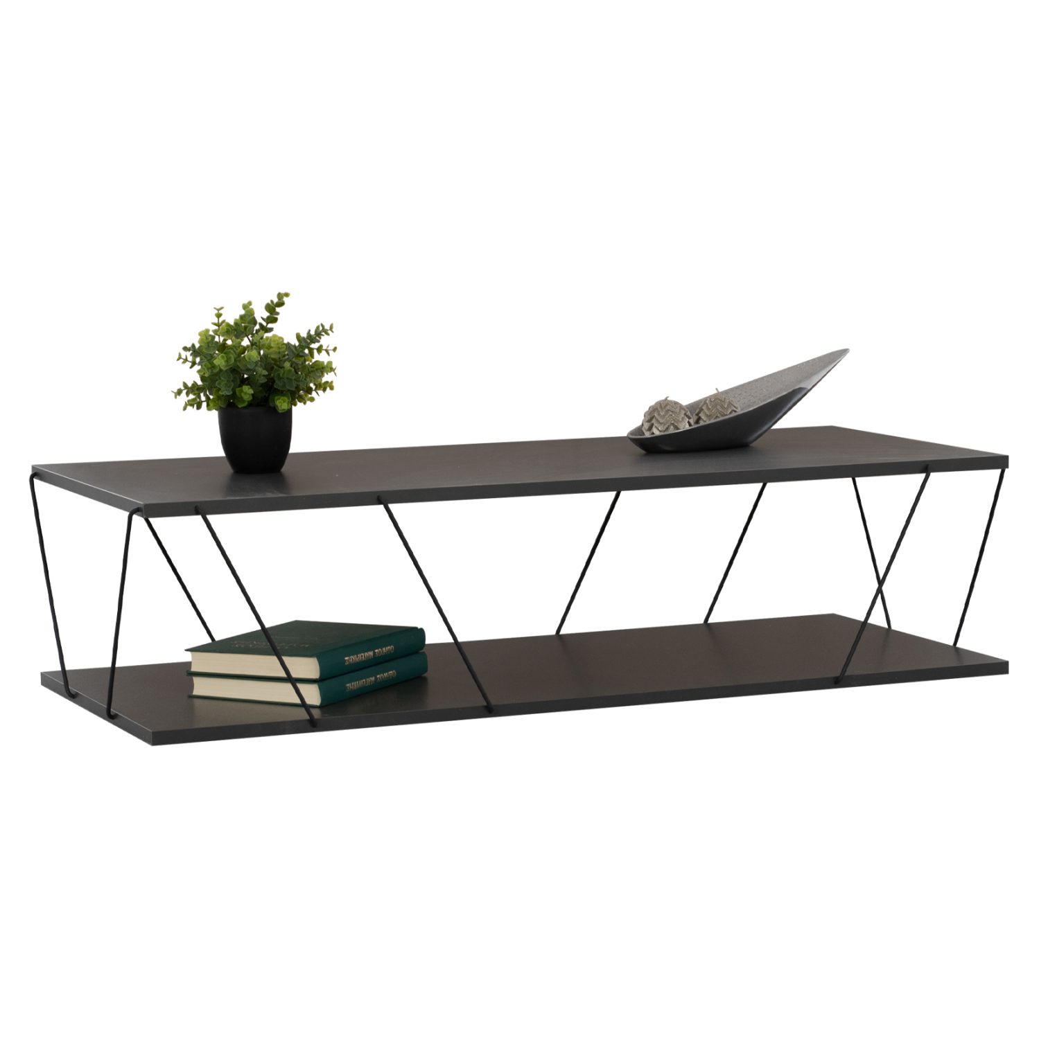 trapezi-salonioy-fb9892720-gkri-me-mayre ΤΡΑΠΕΖΙ ΣΑΛΟΝΙΟΥ TARS HM8927.20 ΓΚΡΙ ΜΕ ΜΑΥΡΕΣ ΜΕΤΑΛΛΙΚΕΣ ΒΕΡΓΕΣ 120Χ50Χ30Yεκ. - Image 1