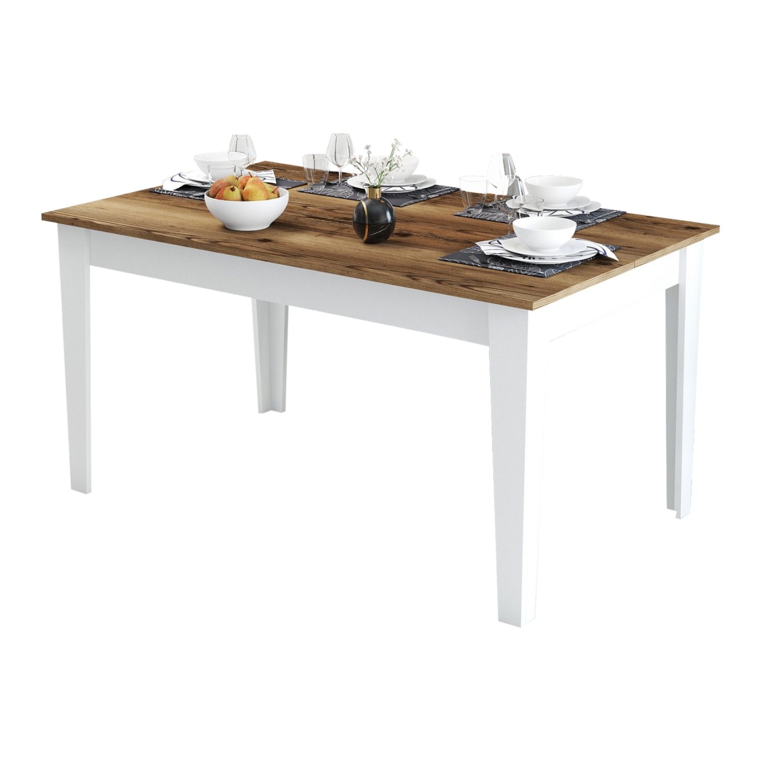 trapezi-trapezarias-fb9950707-melamini-l ΤΡΑΠΕΖΙ ΤΡΑΠΕΖΑΡΙΑΣ HM9507.07 ΜΕΛΑΜΙΝΗ ΛΕΥΚΗ-ΚΑΡΥΔΙ ΜΕ ΑΠΟΘ.ΧΩΡΟ 145x88x75Yεκ. - Image 1