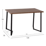 ΤΡΑΠΕΖΙ ΤΡΑΠΕΖΑΡΙΑΣ JAY HM9531 MDF ΚΑΡΥΔΙ-ΜΑΥΡA ΜΕΤΑΛΛΙΚΑ ΠΟΔΙΑ 120x70x76Υεκ. - Image 2