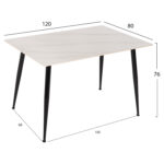ΤΡΑΠΕΖΙ ΤΡΑΠΕΖΑΡΙΑΣ SINTERED STONE HM8589.02 WHITE MARBLE 120x80x76Y εκ. - Image 2