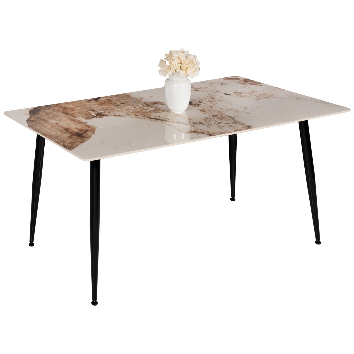 trapezi-trapezarias-sintered-stone-fb985 ΤΡΑΠΕΖΙ ΤΡΑΠΕΖΑΡΙΑΣ SINTERED STONE HM8588.03 BROWN-WHITE MARBLE 160x90x76Y εκ. - Image 1