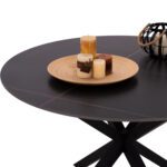 ΤΡΑΠΕΖΙ ΤΡΑΠΕΖΑΡΙΑΣ ΣΤΡΟΓΓΥΛΟ ΑΠΟ SINTERED STONE ΜΑΥΡΟ ΜΕΤΑΛΛΙΚΑ ΠΟΔΙΑ Φ115x75Y εκ.HM9309.01 - Image 4