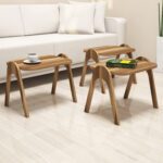 ΤΡΑΠΕΖΙ ΖΙΓΚΟΝ LINNEA 3ΤΜΧ ΜΕΛΑΜΙΝΗΣ ΚΑΡΥΔΙ HM9068.01 48,6x35,5x72Y εκ. - Image 3