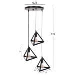 ΦΩΤΙΣΤΙΚΟ ΟΡΟΦΗΣ ΚΡΕΜΑΣΤΟ HM4182 3 ΜΑΥΡΑ ΜΕΤΑΛΛΙΚΑ ΚΑΠΕΛΑ ΠΥΡΑΜΙΔΑ Φ23x124Υεκ. - Image 2