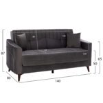 ΚΑΝΑΠΕΣ ΚΡΕΒΑΤΙ PORTMAN ΔΙΘΕΣΙΟΣ ΓΚΡΙ HM3248.01 140x80x87 εκ. - Image 2