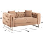 ΚΑΝΑΠΕΣ τ.CHESTERFIELD MOBAR HM3262.03 ΜΠΕΖ ΒΕΛΟΥΔΟ-ΜΕΤΑΛΛΙΚΑ ΠΟΔΙΑ 154x85x68Υεκ - Image 2