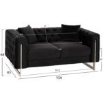 ΚΑΝΑΠΕΣ τ.CHESTERFIELD MOBAR HM3262.04 ΜΑΥΡΟ ΒΕΛΟΥΔΟ-ΜΕΤΑΛΛΙΚΑ ΠΟΔΙΑ 154x85x68Υεκ - Image 2