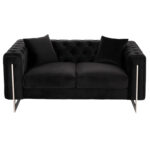ΚΑΝΑΠΕΣ τ.CHESTERFIELD MOBAR HM3262.04 ΜΑΥΡΟ ΒΕΛΟΥΔΟ-ΜΕΤΑΛΛΙΚΑ ΠΟΔΙΑ 154x85x68Υεκ - Image 3
