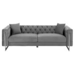 ΚΑΝΑΠΕΣ τ.CHESTERFIELD MOBAR HM3263.01 ΓΚΡΙ ΒΕΛΟΥΔΟ-ΜΕΤΑΛΛΙΚΑ ΠΟΔΙΑ 212x87x68Υεκ - Image 3