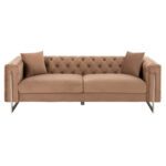 ΚΑΝΑΠΕΣ τ.CHESTERFIELD MOBAR HM3263.03 ΜΠΕΖ ΒΕΛΟΥΔΟ-ΜΕΤΑΛΛΙΚΑ ΠΟΔΙΑ 212x87x68Υεκ - Image 3