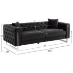 ΚΑΝΑΠΕΣ τ.CHESTERFIELD MOBAR HM3263.04 ΜΑΥΡΟ ΒΕΛΟΥΔΟ-ΜΕΤΑΛΛΙΚΑ ΠΟΔΙΑ 212x87x68Υεκ - Image 2