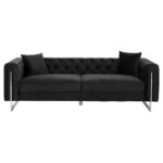 ΚΑΝΑΠΕΣ τ.CHESTERFIELD MOBAR HM3263.04 ΜΑΥΡΟ ΒΕΛΟΥΔΟ-ΜΕΤΑΛΛΙΚΑ ΠΟΔΙΑ 212x87x68Υεκ - Image 3