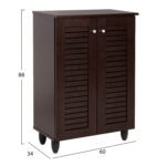 ΠΑΠΟΥΤΣΟΘΗΚΗ-ΝΤΟΥΛΑΠΑ PROLLY HM9608.01 ΜΕΛΑΜΙΝΗ WENGE-2ΠΟΡΤΕΣ-4ΡΑΦΙΑ 60x34x88Υεκ. - Image 2