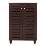 ΠΑΠΟΥΤΣΟΘΗΚΗ-ΝΤΟΥΛΑΠΑ PROLLY HM9608.01 ΜΕΛΑΜΙΝΗ WENGE-2ΠΟΡΤΕΣ-4ΡΑΦΙΑ 60x34x88Υεκ. - Image 3