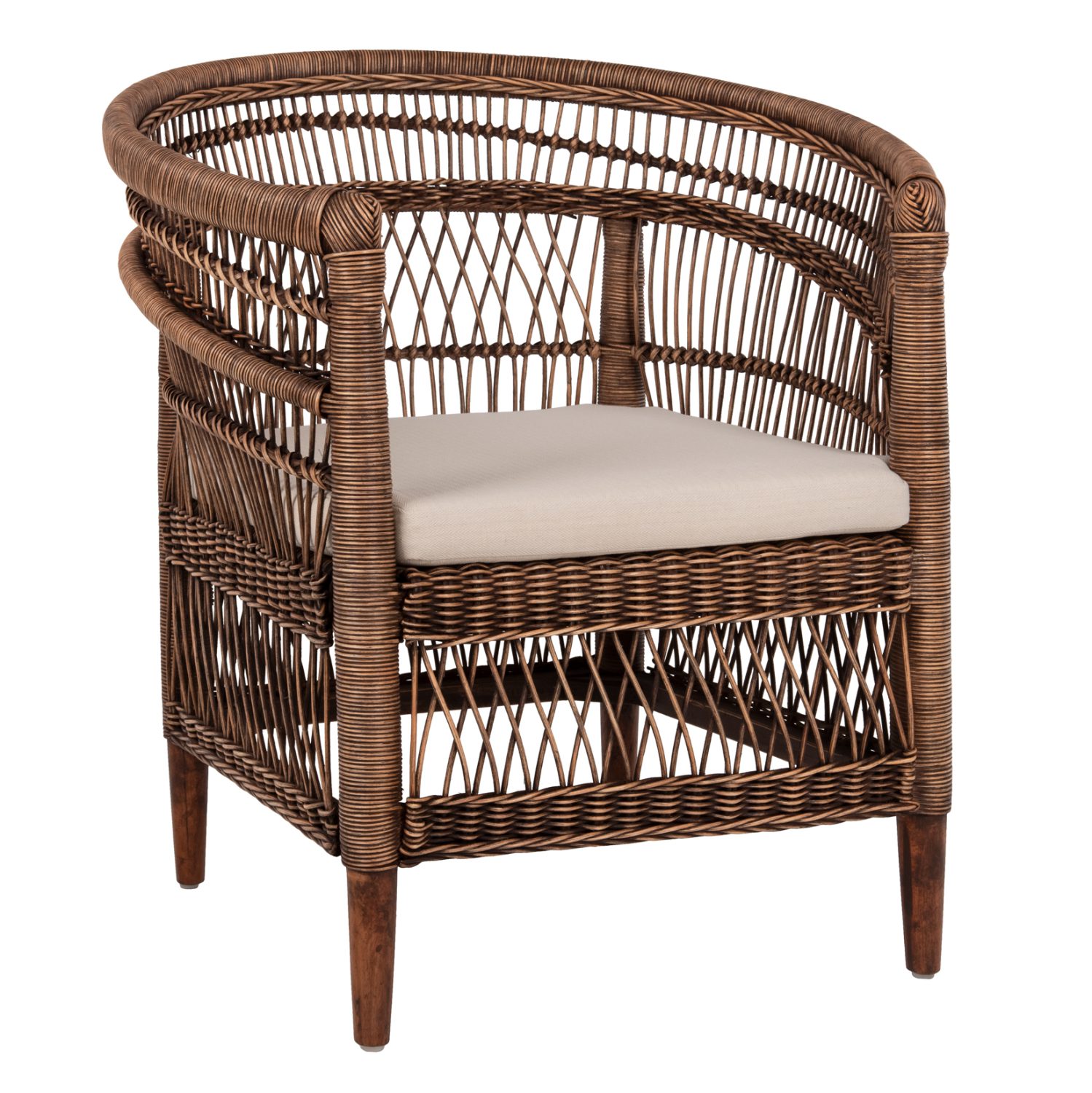 polythrona-fb9963501-xylo-maoni-me-ratta ΠΟΛΥΘΡΟΝΑ MALAWI HM9635.01 ΞΥΛΟ ΜΑΟΝΙ ΜΕ RATTAN ΚΑΦΕ-ΛΕΥΚΟ ΜΑΞΙΛΑΡΙ 80x70x86Υεκ. - Image 1
