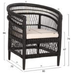 ΠΟΛΥΘΡΟΝΑ MALAWI HM9635.03 ΞΥΛΟ ΜΑΟΝΙ ΜΕ RATTAN ΜΑΥΡΟ-ΛΕΥΚΟ ΜΑΞΙΛΑΡΙ 80x70x86Υεκ. - Image 2
