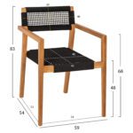 ΠΟΛΥΘΡΟΝΑ CHARLOTTE HM9637.02 ΞΥΛΟ TEAK ΦΥΣΙΚΟ & ΜΑΥΡΟ ΣΧΟΙΝΙ 59x54x83Y εκ. - Image 2