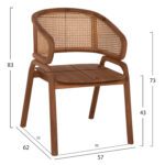 ΠΟΛΥΘΡΟΝΑ ΜΑΣΙΦ ΞΥΛΟ ΤEAK & RATTAN ΠΛΑΤΗ ΦΥΣΙΚΟ 57x62x83Υεκ.HM9402.01 - Image 2