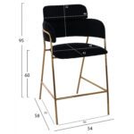 ΣΚΑΜΠΟ ΜΕΣΑΙΟΥ ΥΨΟΥΣ KELSO HM8735.04 ΒΕΛΟΥΔΟ ΜΑΥΡΟ ΕΠΙΧΡΥΣΟ ΣΚΕΛΕΤΟ 54x58x95Υ εκ. - Image 2