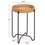 ΤΡΑΠΕΖΑΚΙ ΒΟΗΘΗΤΙΚΟ FLY HM7905 RATTAN ΦΥΣΙΚΟ ΧΡΩΜΑ-ΜΕΤΑΛΛΙΚΗ ΒΑΣΗ ΜΑΥΡΗ Φ32x48Yεκ. - Image 2