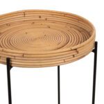 ΤΡΑΠΕΖΑΚΙ ΒΟΗΘΗΤΙΚΟ FLY HM7906 RATTAN ΦΥΣΙΚΟ ΧΡΩΜΑ-ΜΕΤΑΛΛΙΚΗ ΒΑΣΗ ΜΑΥΡΗ Φ40x53Yεκ. - Image 4