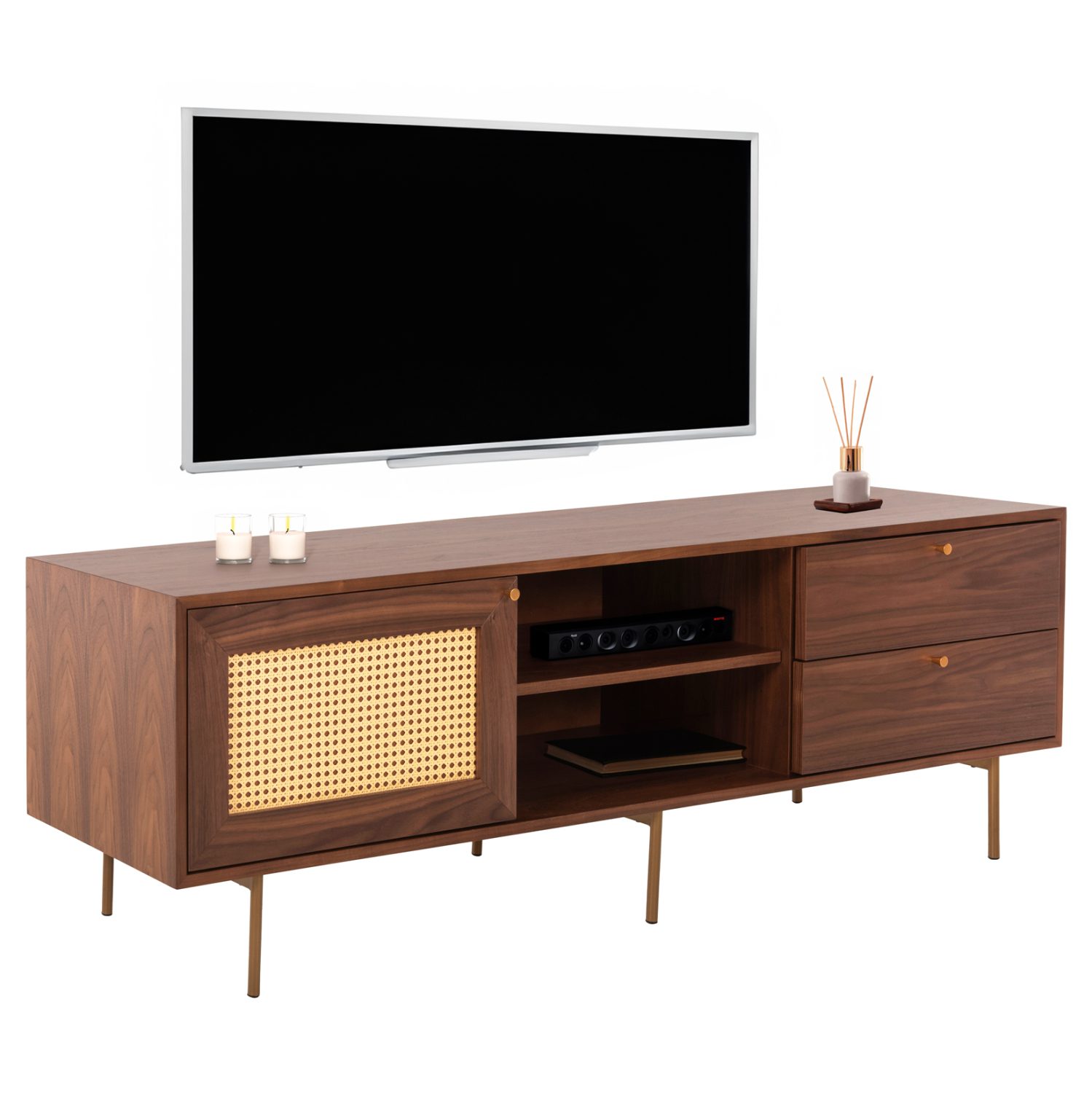 epiplo-tileorasis-fb99736-mdf-se-karydi ΕΠΙΠΛΟ ΤΗΛΕΟΡΑΣΗΣ MEEN HM9736 MDF ΜΕ ΚΑΠΛΑΜΑ ΚΑΡΥΔΙΑΣ-ΧΡΥΣΑ ΠΟΔΙΑ 160x40x52Υεκ. - Image 1