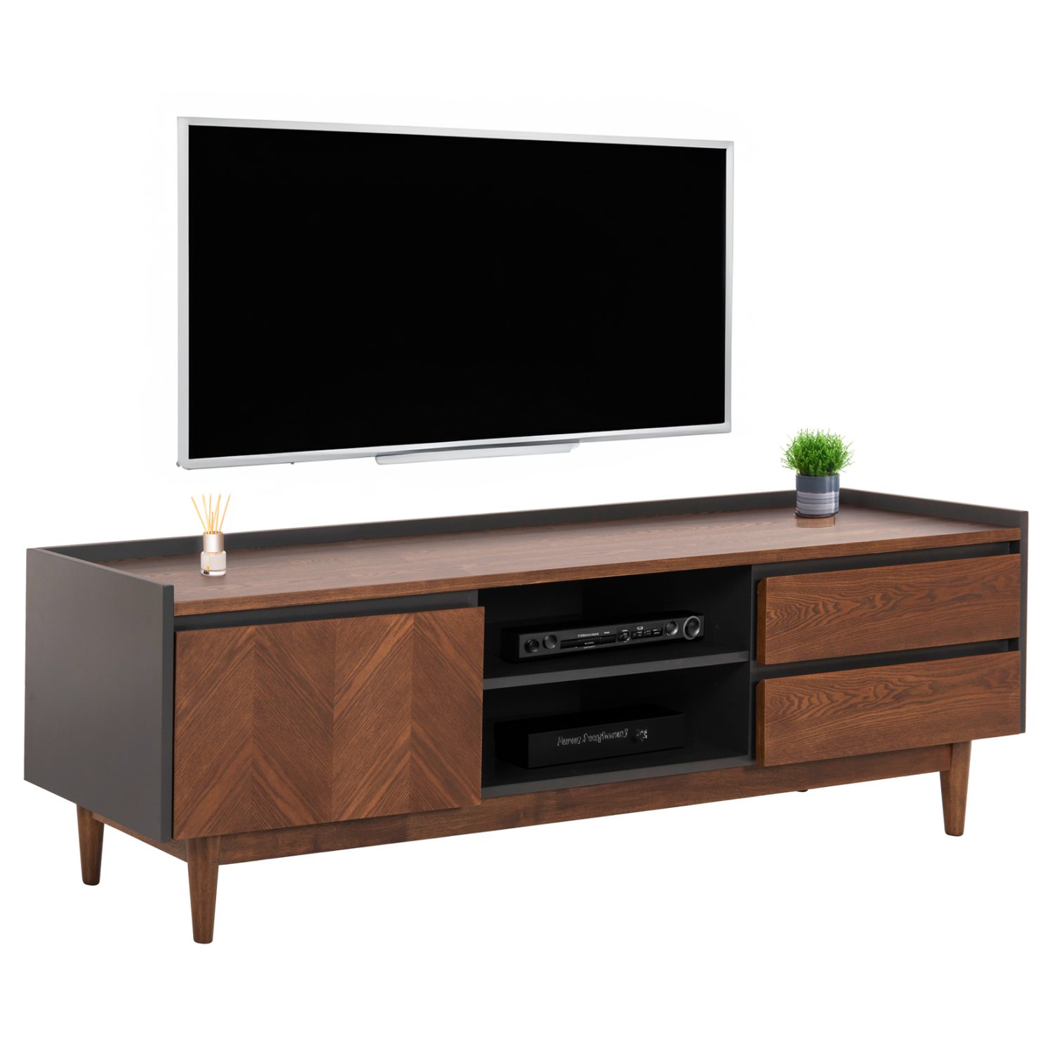 epiplo-tileorasis-fb99741-mdf-me-kaplama ΕΠΙΠΛΟ ΤΗΛΕΟΡΑΣΗΣ VEEN HM9741 MDF ΜΕ ΚΑΠΛΑΜΑ ΚΑΡΥΔΙΑΣ-ΚΑΡΥΔΙ&ΣΚΟΥΡΟ ΓΚΡΙ 170x40x50Υ - Image 1